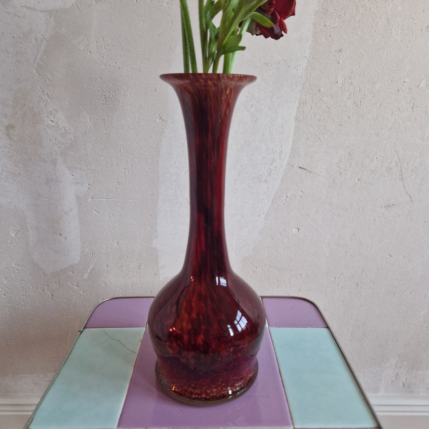 Dark red Murano glass vase