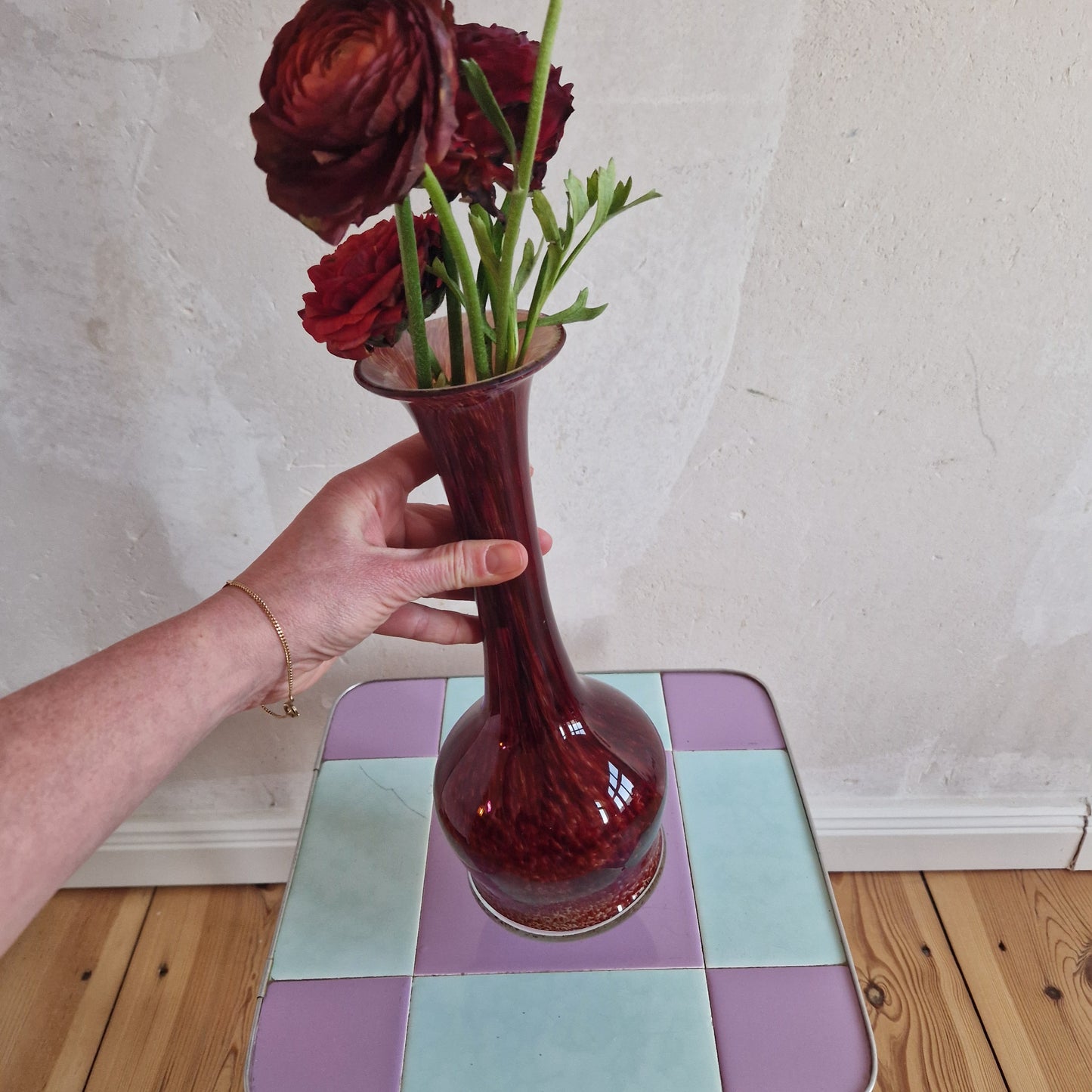 Dark red Murano glass vase