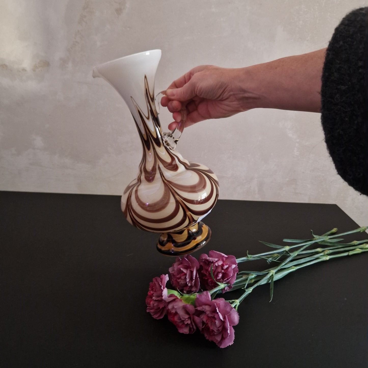Glass vase with handle by Carlo Moretti, 1960