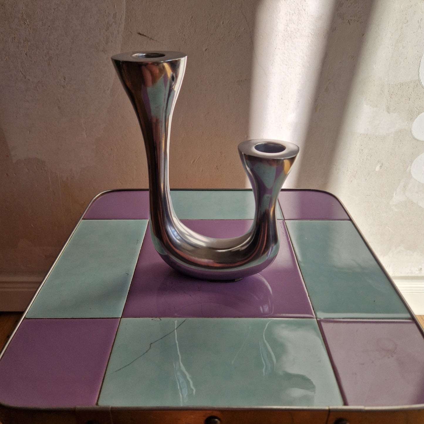 Italian cast aluminum candle holder