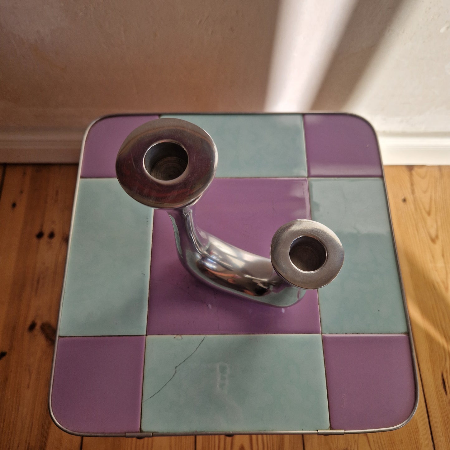 Italian cast aluminum candle holder