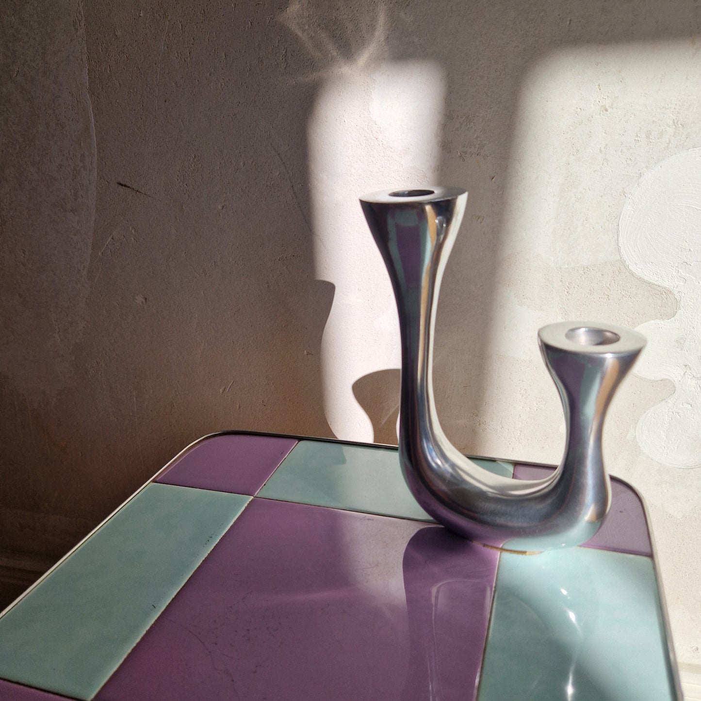 Italian cast aluminum candle holder