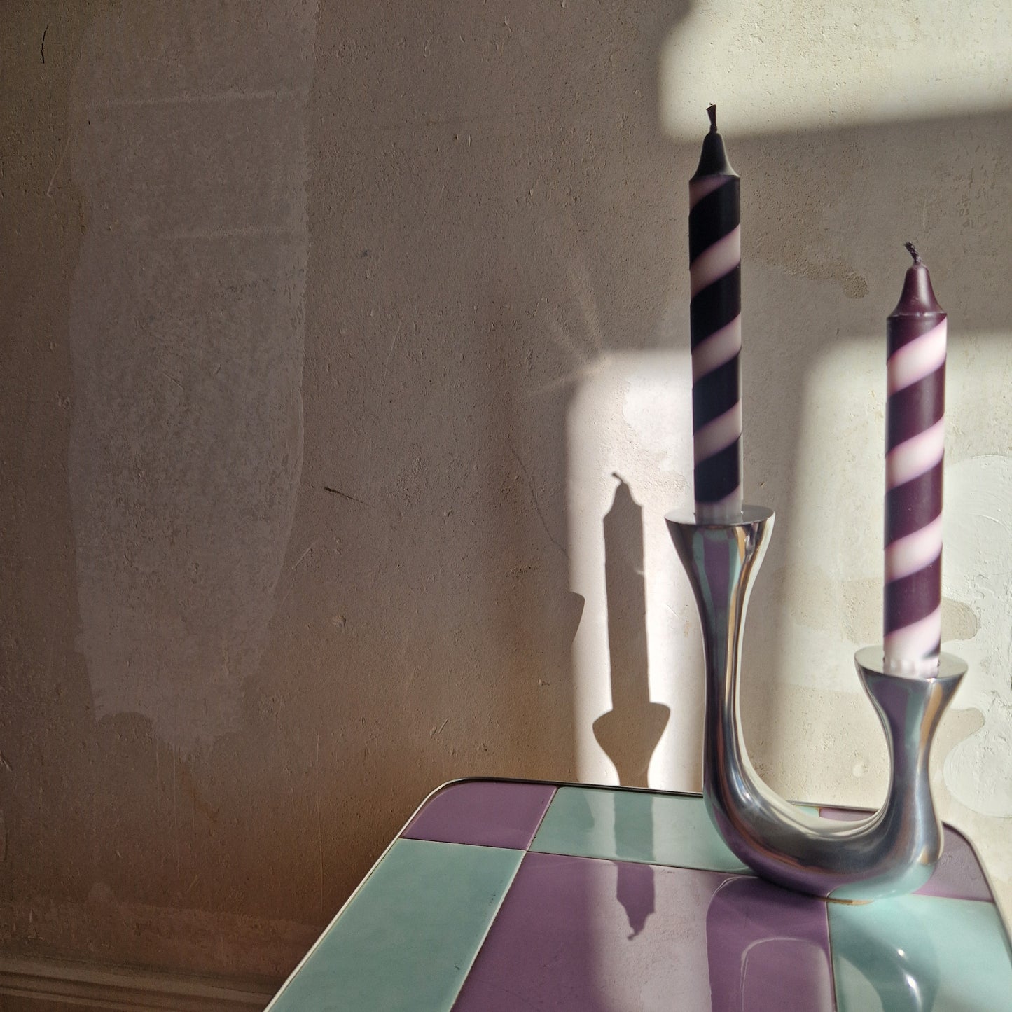 Italian cast aluminum candle holder