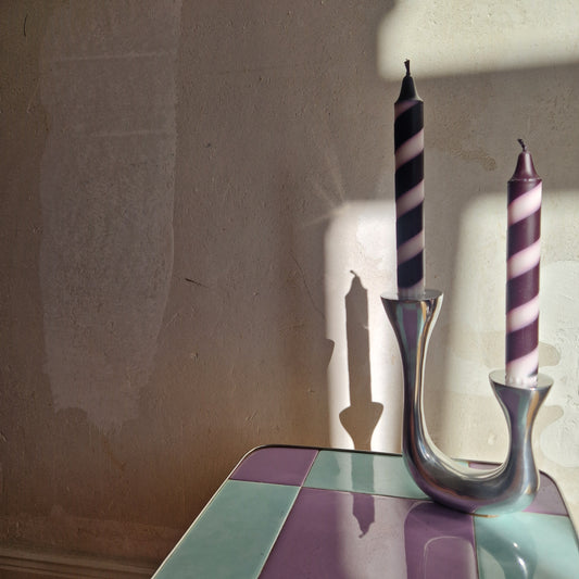 Italian cast aluminum candle holder