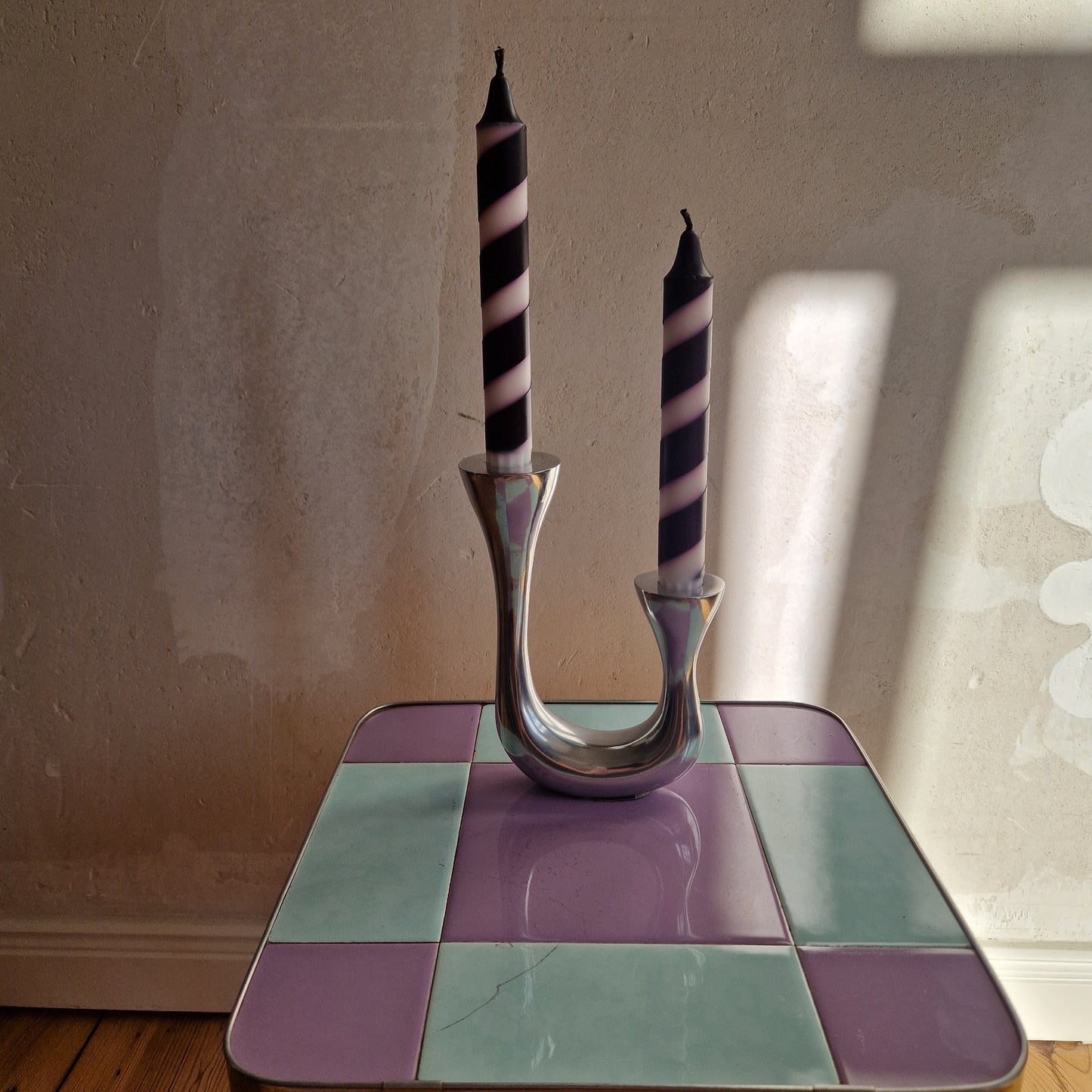 Italian cast aluminum candle holder