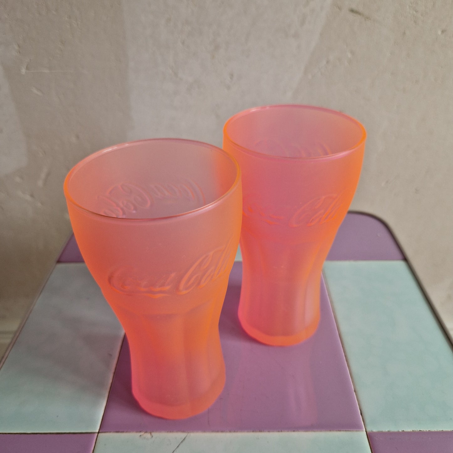 Pink Coca Cola glasses